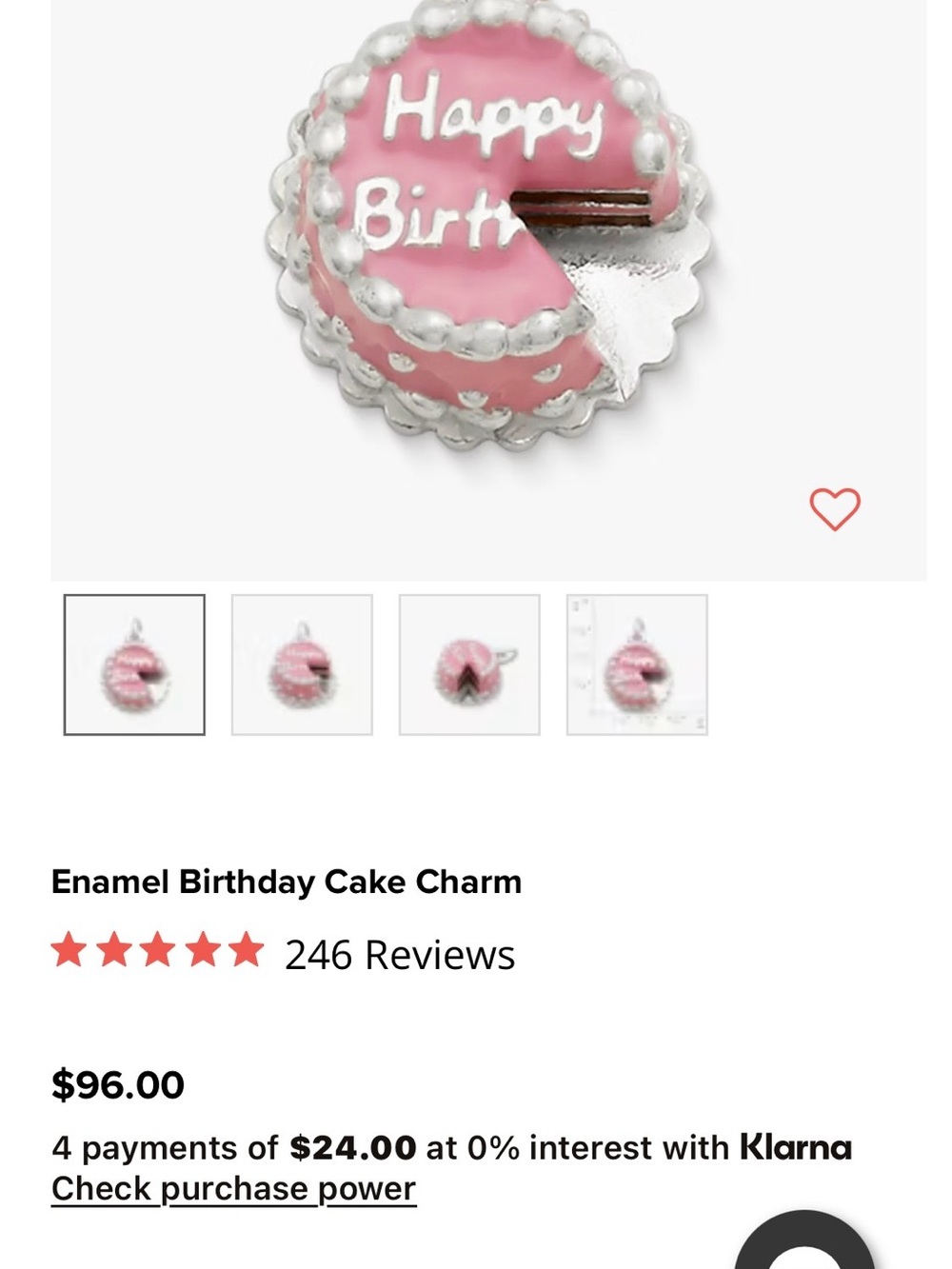 James Avery Pink Enamel "Happy Birth" Cake Charm - Picture 5 of 5